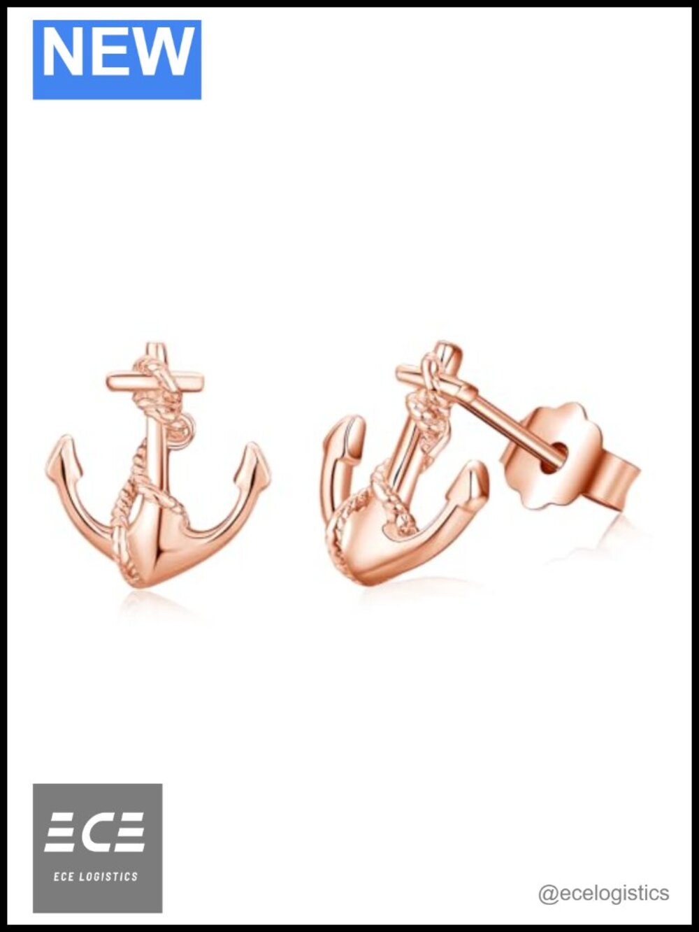 Sterling Silver Anchor Stud Earrings 10mm Hypoallergenic Nautical Jewelry